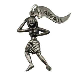 Vintage Sterling Silver Hawaii Hula Dancer Woman Charm‎ Moveable